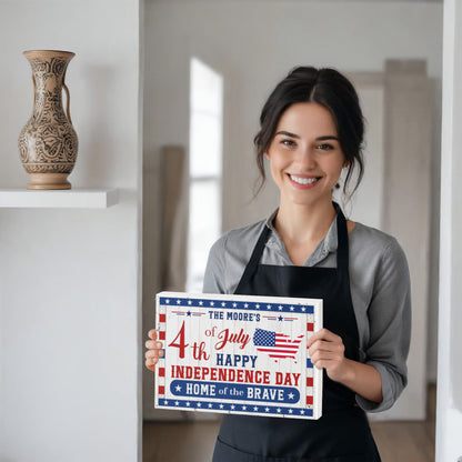 Personalized 4th of July Gallery Wrapped Canvas – Custom Family Name Independence Day Wall Art