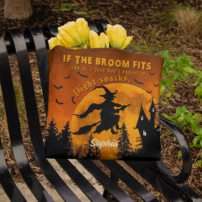 Custom Witch Tote Bag –  Halloween Tote with Full Moon & Flying Witch !