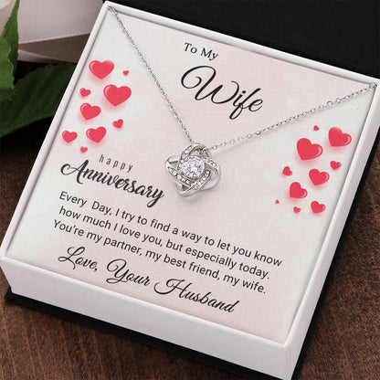 Forever Love Knot Anniversary Necklace Gift (Yellow & White Gold Variants)