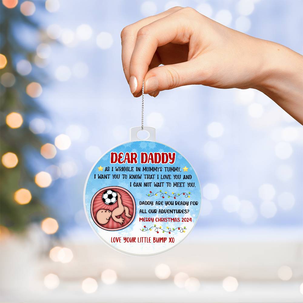 christmas ornament from baby bump to daddy-to-be
