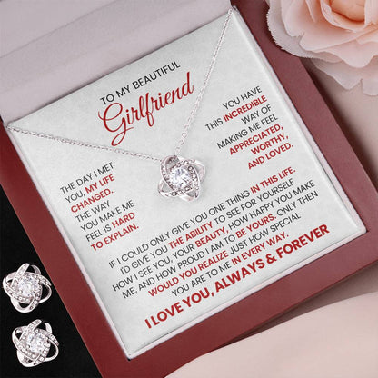Love Knot Earrings and Necklace Set To Girlfriend