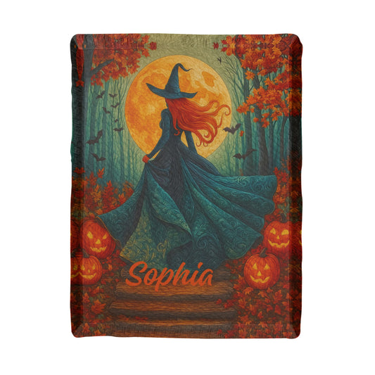 Personalized Witch Skeleton Blanket – Custom Halloween Throw with Name !