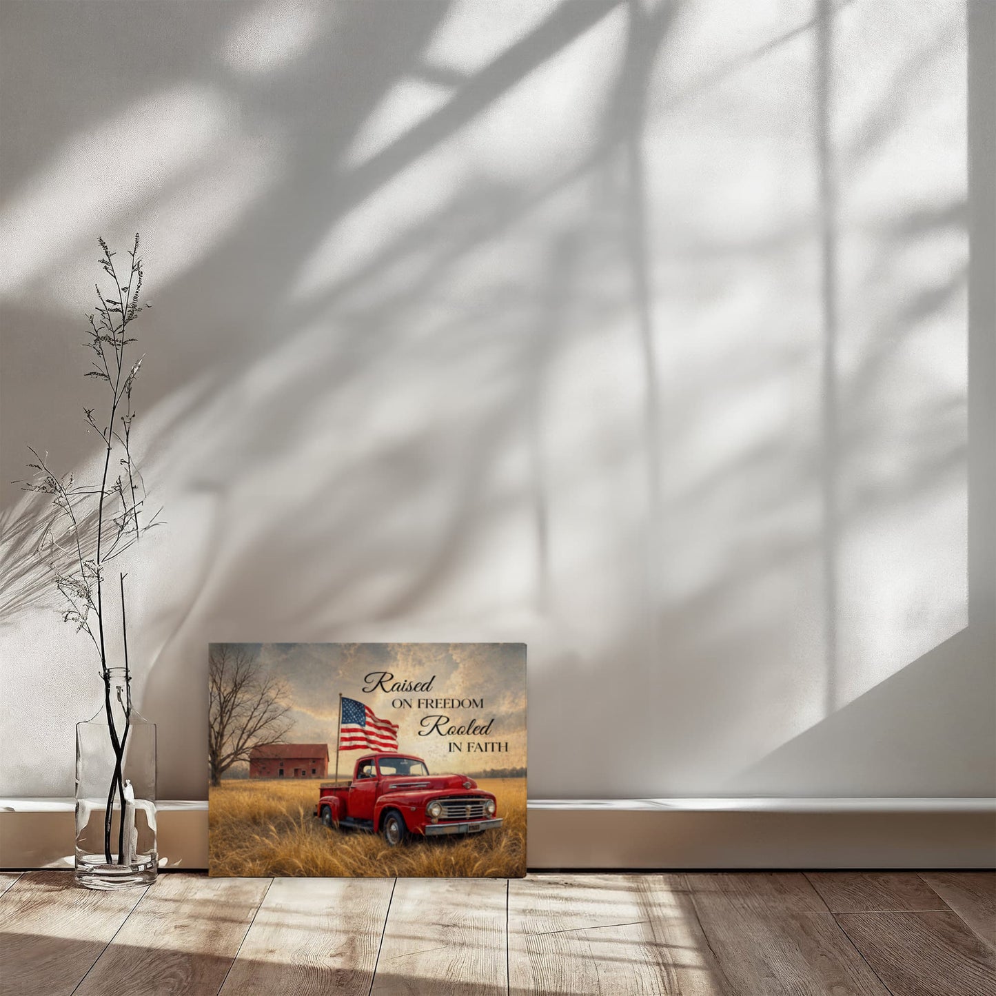 Personalized Rustic American Farm Canvas – Custom Family Name Patriotic Country Wall Art