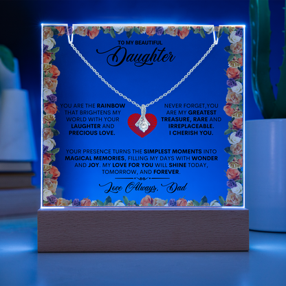 Keepsake Acrylic Plaque Alluring Beauty Necklace, Gift to Daughter, Love From Dad