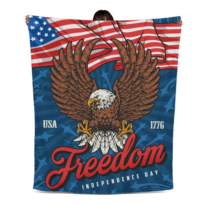 USA 1776 Freedom Independence Day 4th of July Jersey Fleece Blanket 50" x 60"