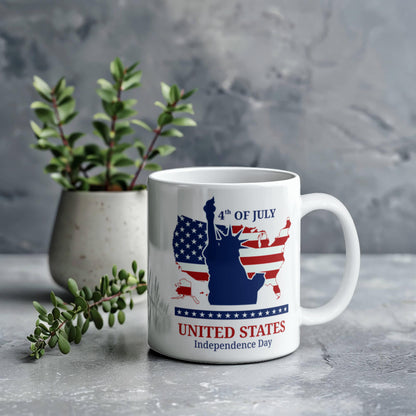 4th Of July United States Independence Day Patriotic White Ceramic Mug Multiple Variants