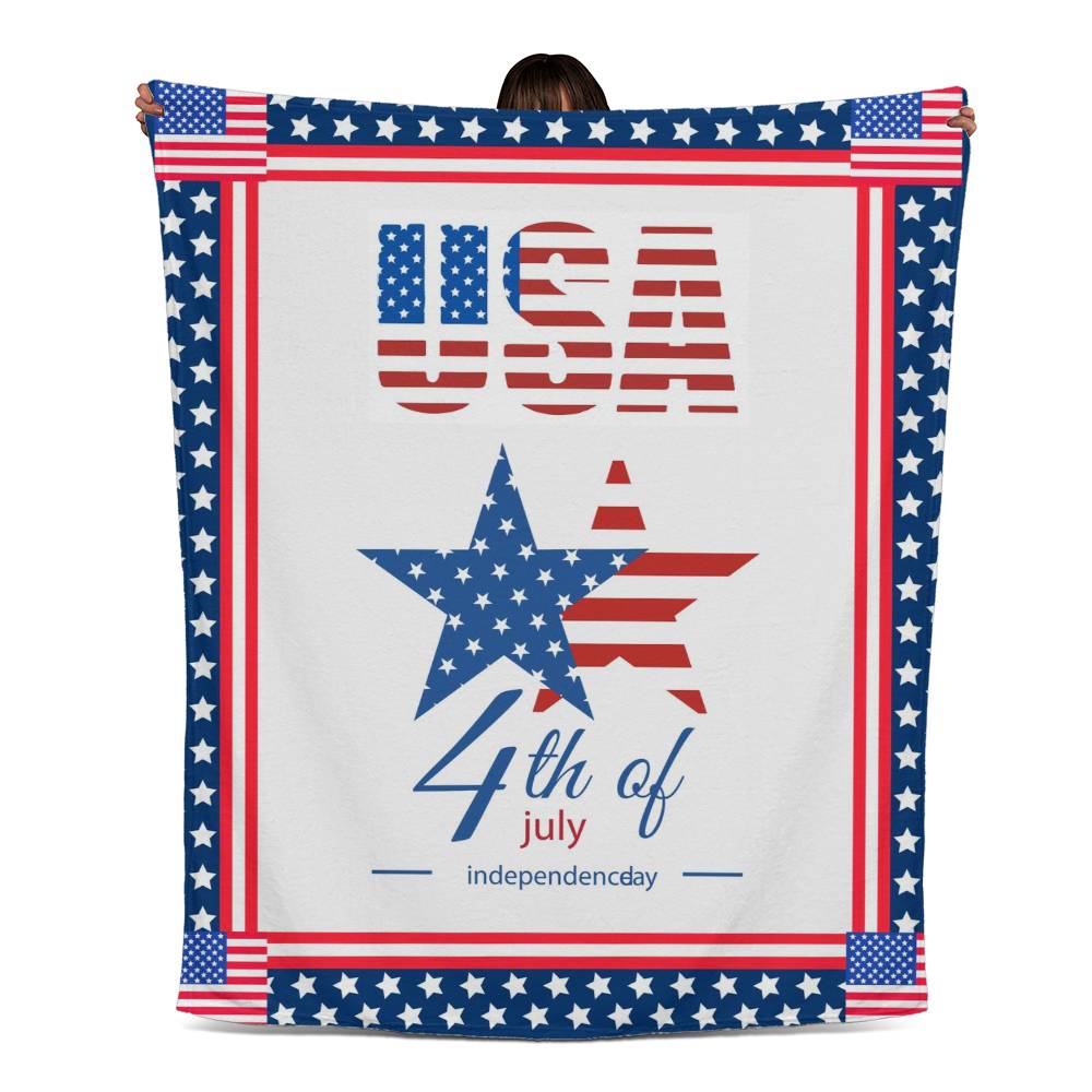 USA Independence Day 4th of July Jersey Fleece Blanket 50" x 60"