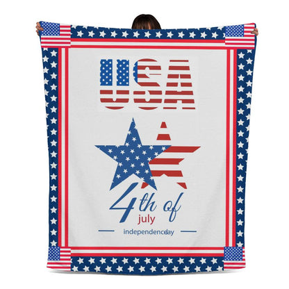 USA Independence Day 4th of July Jersey Fleece Blanket 50" x 60"