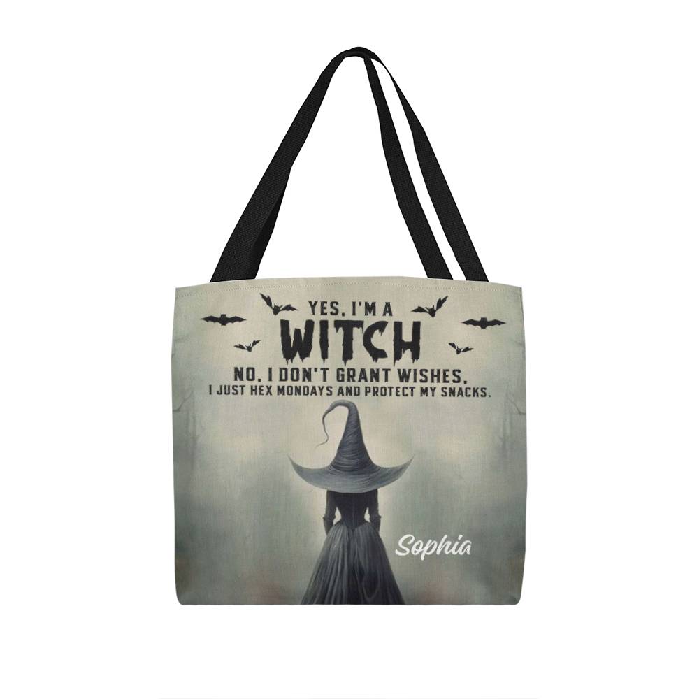 Personalized Witch Tote Bag – Custom Name Halloween Gothic Tote with Funny Quote !