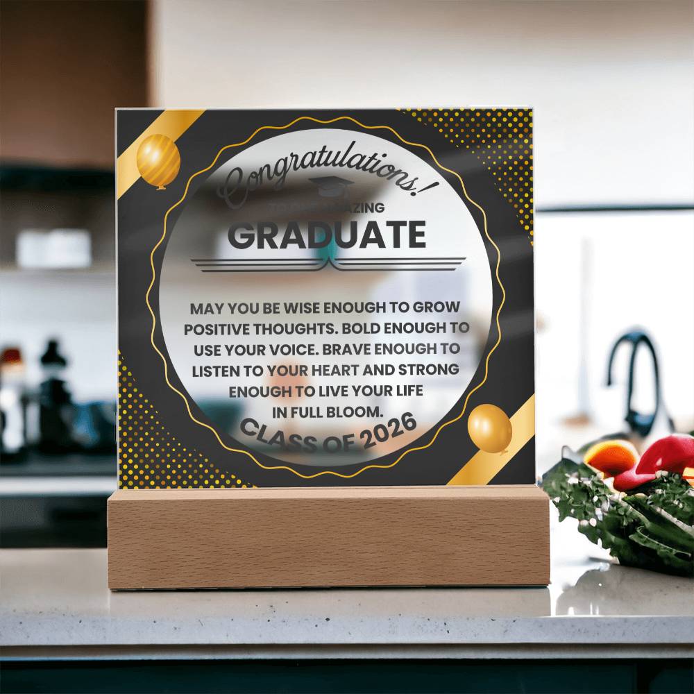 Graduation LED Acrylic Plaque – Congratulations Graduate Gift | Class of 2026 Light Up Keepsake