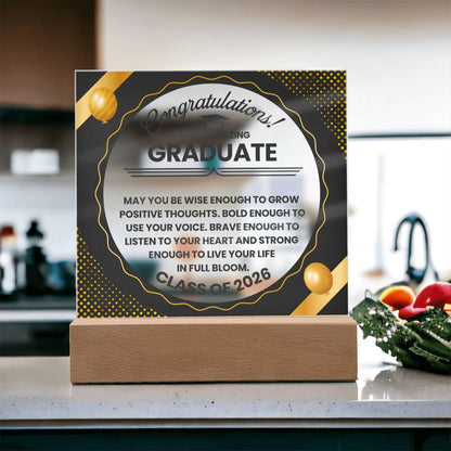 Graduation LED Acrylic Plaque – Congratulations Graduate Gift | Class of 2026 Light Up Keepsake
