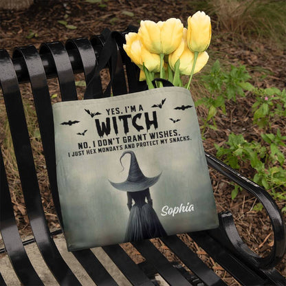 Personalized Witch Tote Bag – Custom Name Halloween Gothic Tote with Funny Quote !