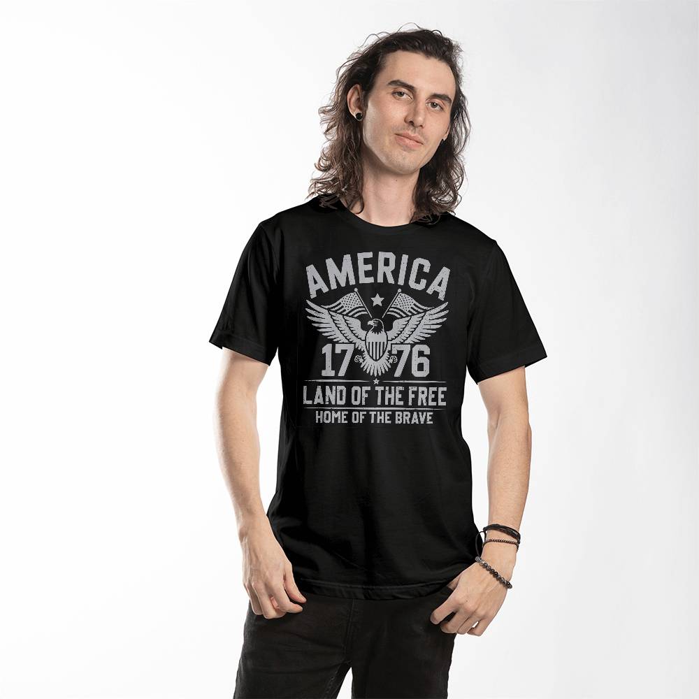 America 1776 Land Of The Free Home Of The Brave 4th July T-Shirt