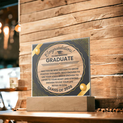 Graduation LED Acrylic Plaque – Congratulations Graduate Gift | Class of 2026 Light Up Keepsake