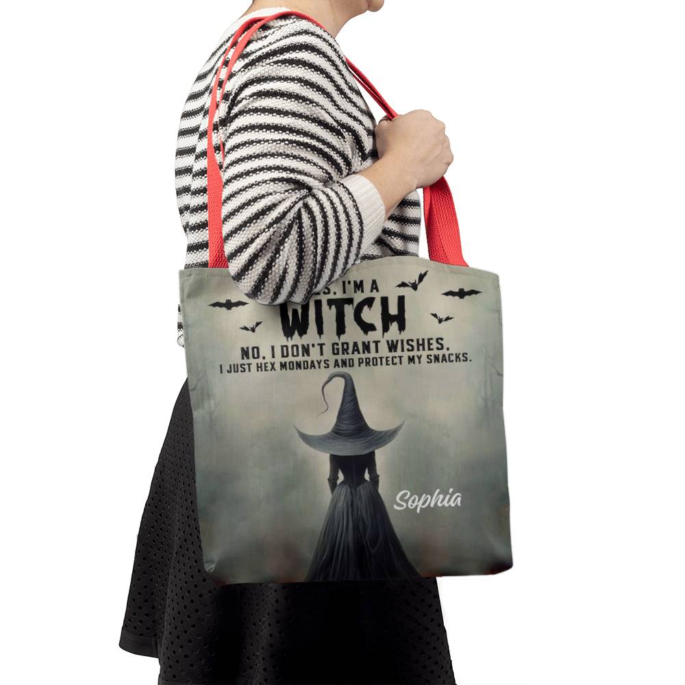 Personalized Witch Tote Bag – Custom Name Halloween Gothic Tote with Funny Quote !