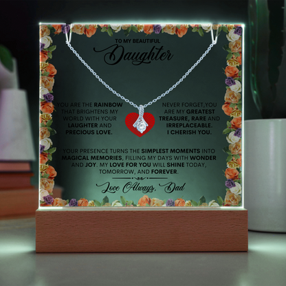 Keepsake Acrylic Plaque Alluring Beauty Necklace, Gift to Daughter, Love From Dad