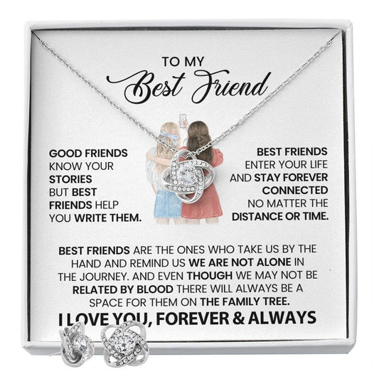 Love Knot Earrings With Necklace Set To Best Friend