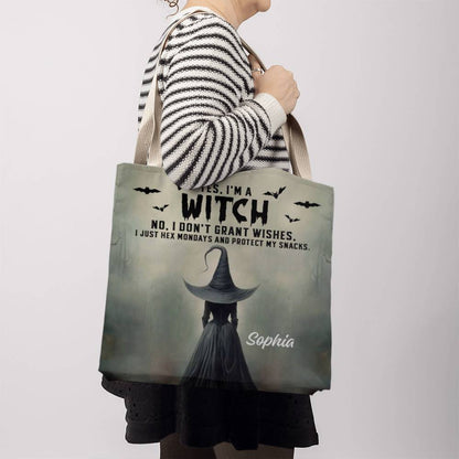 Personalized Witch Tote Bag – Custom Name Halloween Gothic Tote with Funny Quote !