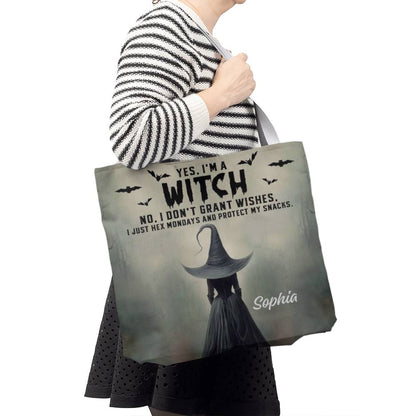 Personalized Witch Tote Bag – Custom Name Halloween Gothic Tote with Funny Quote !