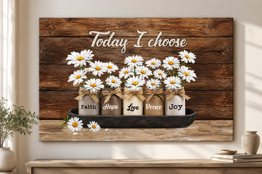 Today I Choose Faith Hope Love Peace Joy Canvas Print – Christian Wall Decor