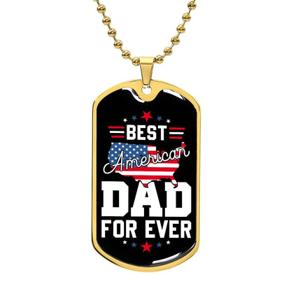 Best American Dad Forever 4th Of July Dog Tag Necklace with Engraving