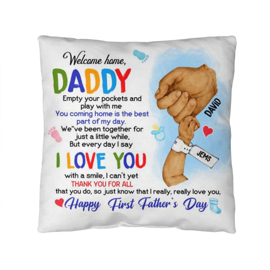 Personalized Happy First Father's Day From Baby Pillow !