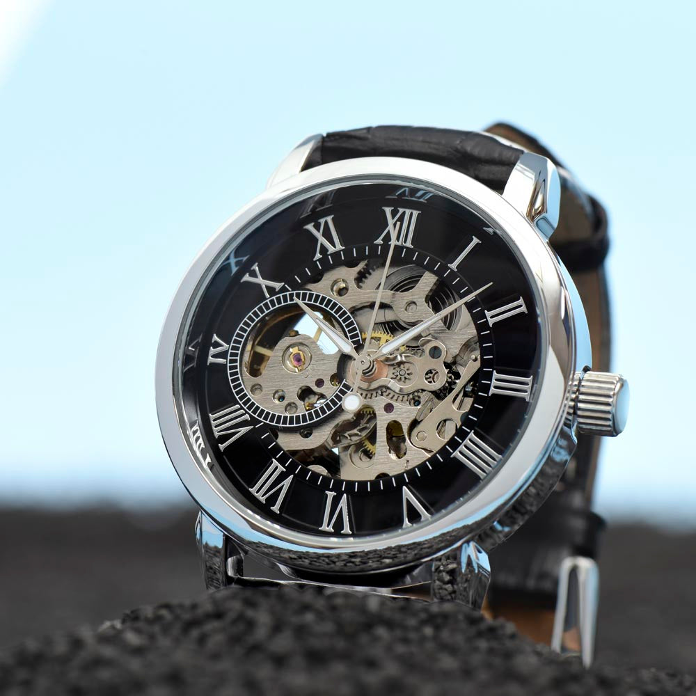 To My Husband Happy Anniversary Men's Openwork Watch with MC