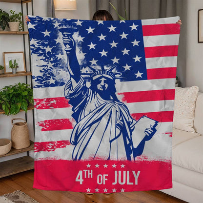 4th Of July Independence Day USA Patriotic Jersey Fleece Blanket 50" x 60"