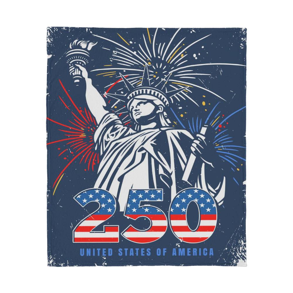 USA 250 Anniversary 1776-2026 4th Of July  Jersey Fleece Blanket 50" x 60"