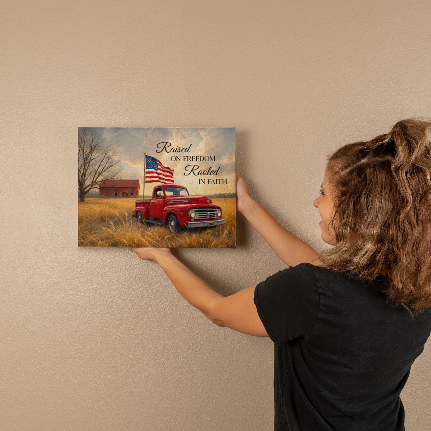 Personalized Rustic American Farm Canvas – Custom Family Name Patriotic Country Wall Art