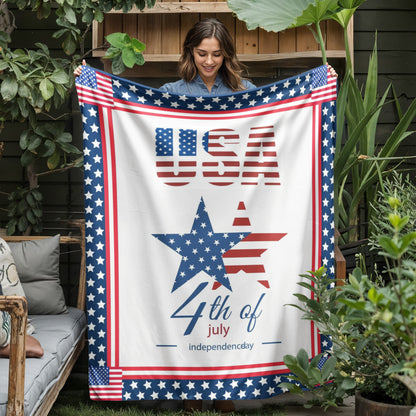 USA Independence Day 4th of July Jersey Fleece Blanket 50" x 60"