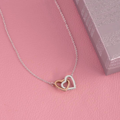 Forever Love Interlocking Hearts Anniversary Necklace (Yellow & White Gold Variants)