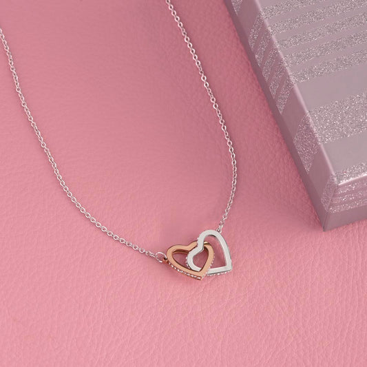 Forever Love Interlocking Hearts Anniversary Necklace (Yellow & White Gold Variants)