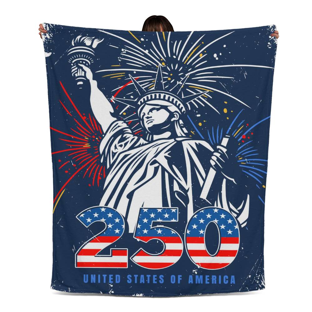 USA 250 Anniversary 1776-2026 4th Of July  Jersey Fleece Blanket 50" x 60"