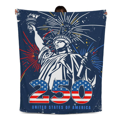 USA 250 Anniversary 1776-2026 4th Of July  Jersey Fleece Blanket 50" x 60"
