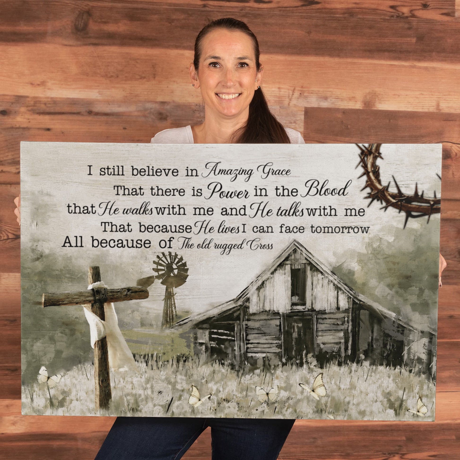 Muted green and cream farmhouse scripture artwork