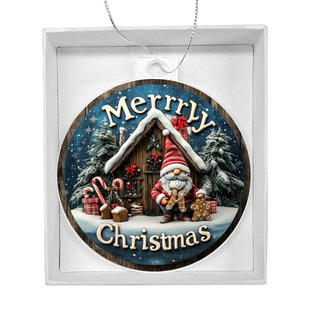 festive christmas ornament with gnome and gingerbread
