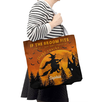 Custom Witch Tote Bag –  Halloween Tote with Full Moon & Flying Witch !