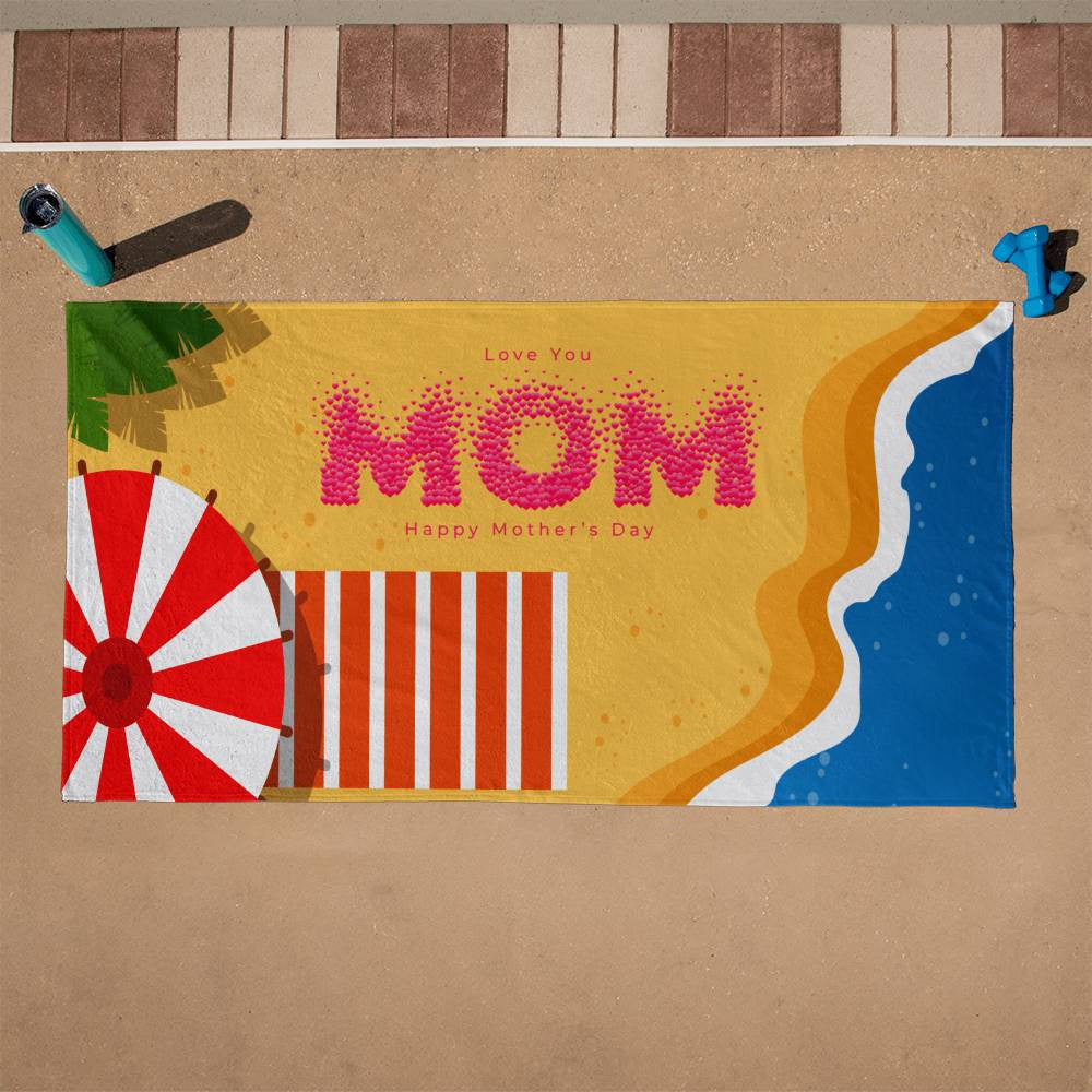 Beach Towel-Mom Beach and Parasol - YERTIZZ.COM