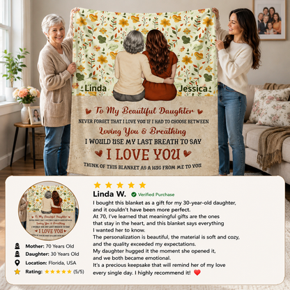 To My Beautiful Daughter Blanket from Mom | Personalized Daughter Blanket | I Love You Daughter Fleece Throw