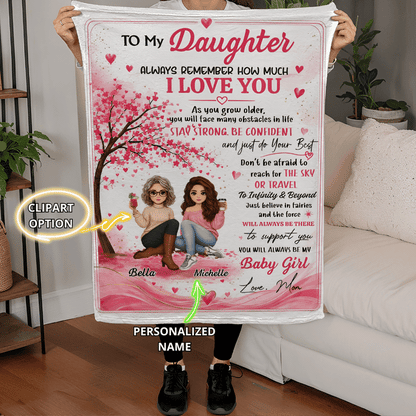 To My Daughter Blanket from Mom | Personalized Daughter Fleece Blanket