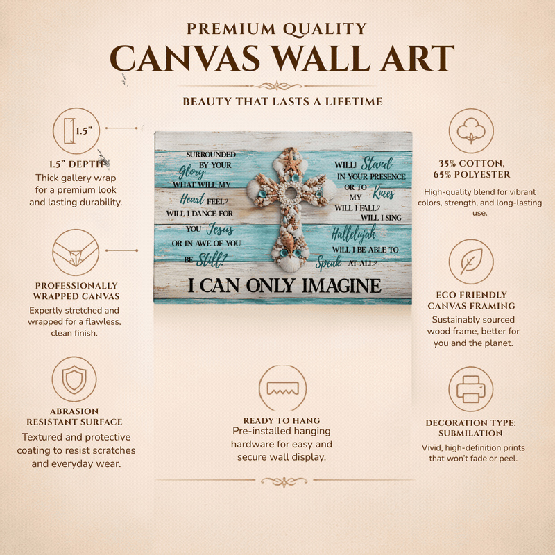I Can Only Imagine Cross Canvas Wall Art – Inspirational Christian Coastal Decor