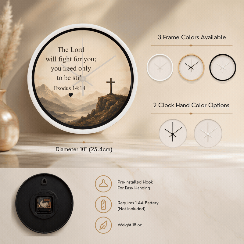 Exodus 14:14 Christian wall clock