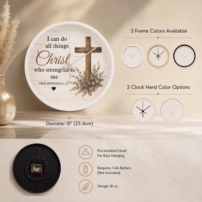 Rustic cross Christian wall clock