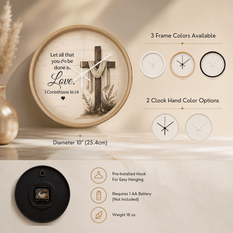 1 Corinthians 16:14 Christian wall clock