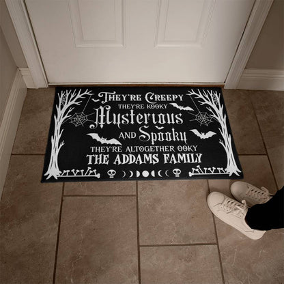 personalized halloween doormat creepy kooky spooky design
