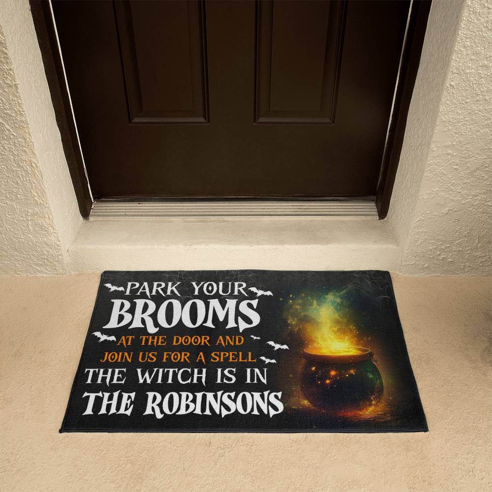 personalized halloween entryway rug park your brooms for witch lovers