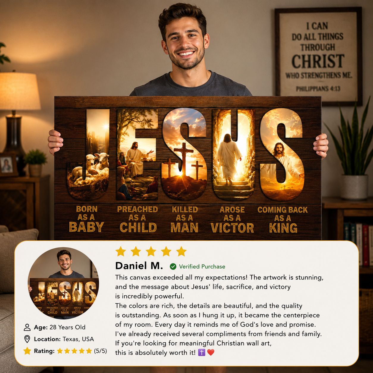 Holy Bible story manger scene and second coming illustration canvas