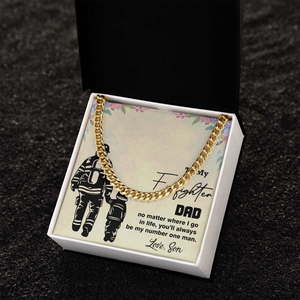 Cuban Linked Chain, Gift, Jewelry, Gift, Firefighter Dad, Firefighter, Father, Dad, To Dad