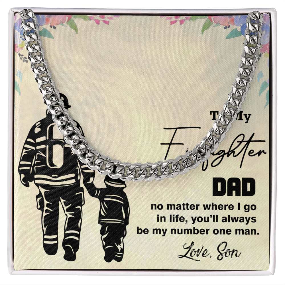 Cuban Linked Chain, Gift, Jewelry, Gift, Firefighter Dad, Firefighter, Father, Dad, To Dad